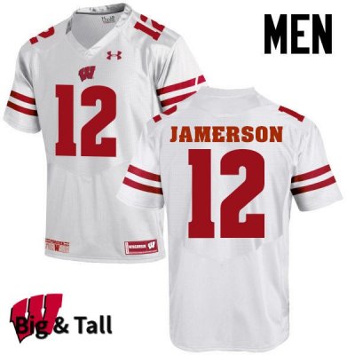 Men's Wisconsin Badgers NCAA #12 Natrell Jamerson White Authentic Under Armour Big & Tall Stitched College Football Jersey YR31Y52TQ